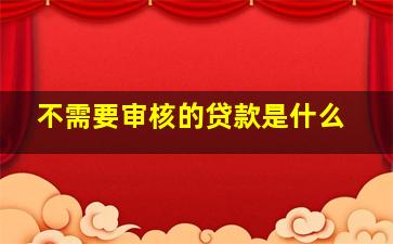 不需要审核的贷款是什么