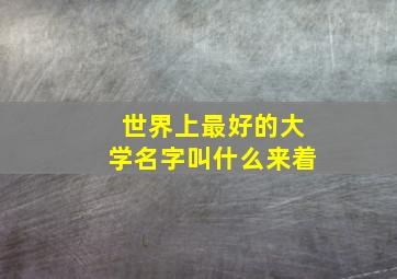 世界上最好的大学名字叫什么来着