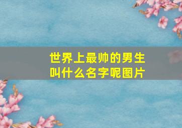 世界上最帅的男生叫什么名字呢图片