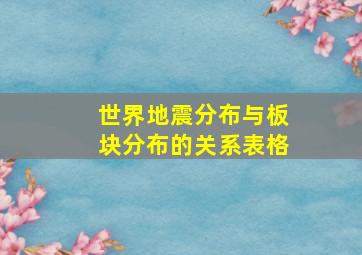 世界地震分布与板块分布的关系表格