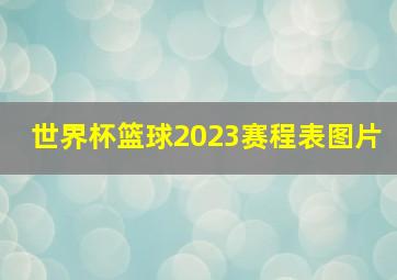 世界杯篮球2023赛程表图片