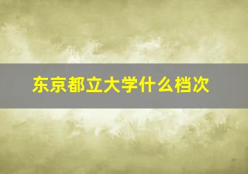 东京都立大学什么档次