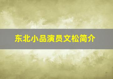 东北小品演员文松简介