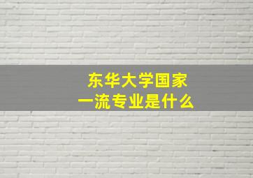 东华大学国家一流专业是什么