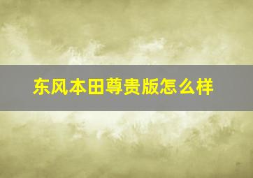 东风本田尊贵版怎么样