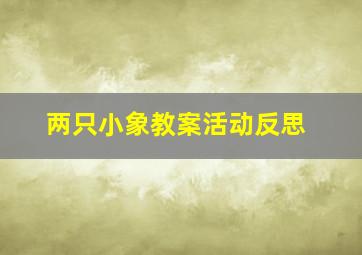 两只小象教案活动反思