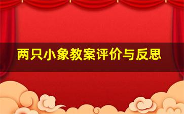 两只小象教案评价与反思