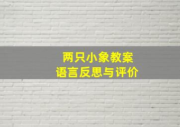 两只小象教案语言反思与评价