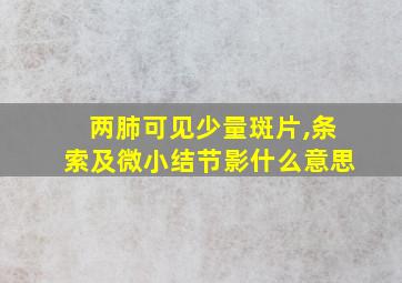 两肺可见少量斑片,条索及微小结节影什么意思