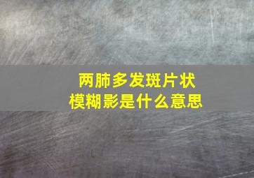 两肺多发斑片状模糊影是什么意思