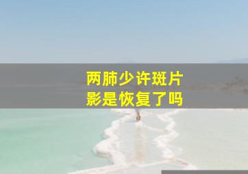 两肺少许斑片影是恢复了吗