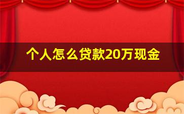 个人怎么贷款20万现金