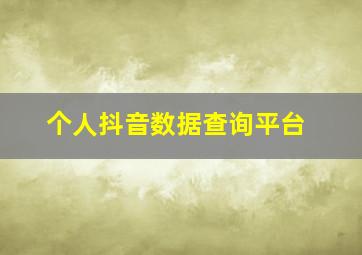 个人抖音数据查询平台