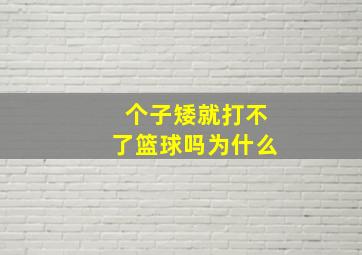 个子矮就打不了篮球吗为什么