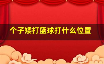 个子矮打篮球打什么位置