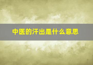 中医的汗出是什么意思