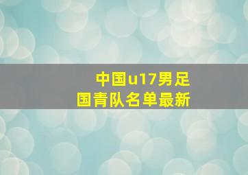 中国u17男足国青队名单最新