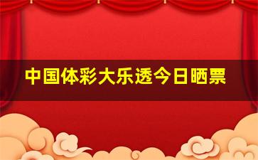 中国体彩大乐透今日晒票