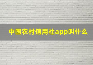 中国农村信用社app叫什么