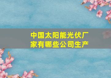 中国太阳能光伏厂家有哪些公司生产