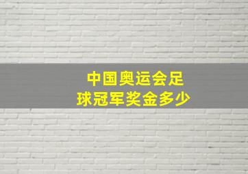 中国奥运会足球冠军奖金多少