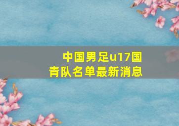 中国男足u17国青队名单最新消息