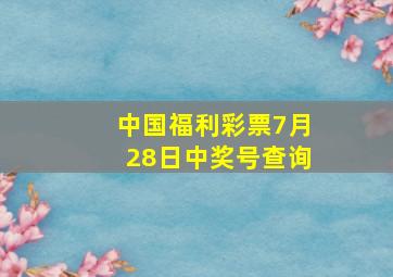 中国福利彩票7月28日中奖号查询