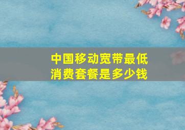 中国移动宽带最低消费套餐是多少钱