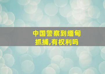 中国警察到缅甸抓捕,有权利吗