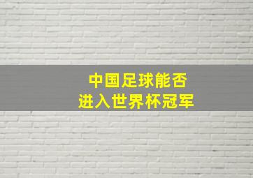 中国足球能否进入世界杯冠军