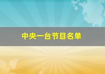 中央一台节目名单