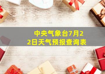 中央气象台7月22日天气预报查询表