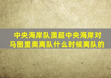 中央海岸队澳超中央海岸对马图里奥离队什么时候离队的