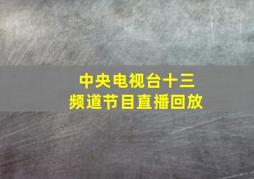 中央电视台十三频道节目直播回放