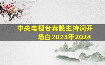 中央电视台春晚主持词开场白2023年2024