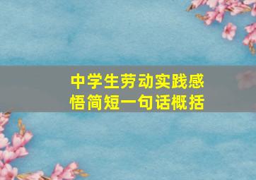 中学生劳动实践感悟简短一句话概括