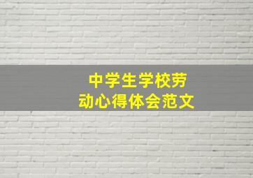 中学生学校劳动心得体会范文