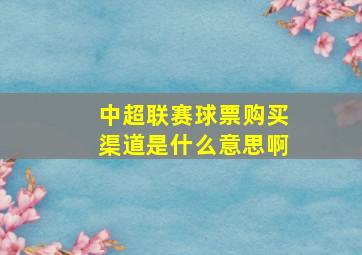 中超联赛球票购买渠道是什么意思啊