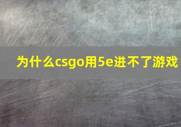 为什么csgo用5e进不了游戏