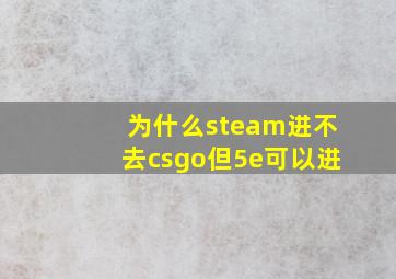 为什么steam进不去csgo但5e可以进