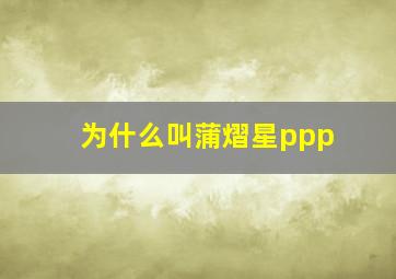 为什么叫蒲熠星ppp