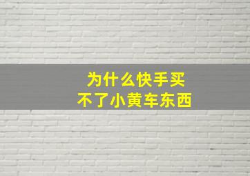 为什么快手买不了小黄车东西