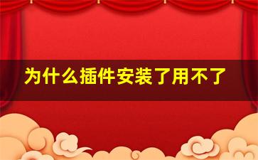 为什么插件安装了用不了