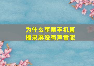 为什么苹果手机直播录屏没有声音呢