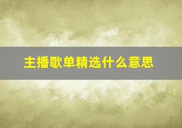 主播歌单精选什么意思