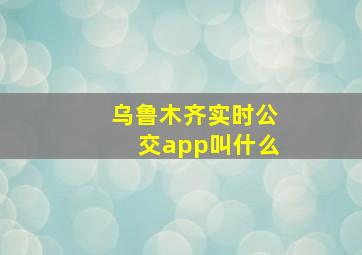 乌鲁木齐实时公交app叫什么