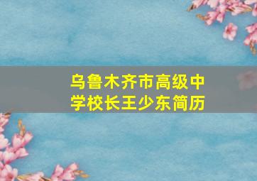 乌鲁木齐市高级中学校长王少东简历