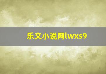 乐文小说网lwxs9