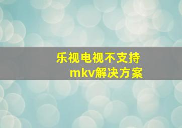 乐视电视不支持mkv解决方案