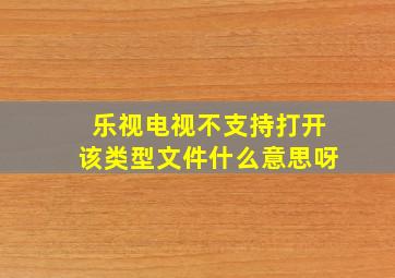 乐视电视不支持打开该类型文件什么意思呀